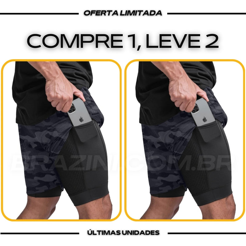 Shorts Dry-Fit™ de Compressão BZN - COMPRE 1 LEVE 2 + Brinde