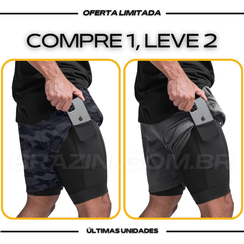 Shorts Dry-Fit™ de Compressão BZN - COMPRE 1 LEVE 2 + Brinde