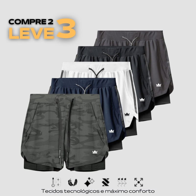 - Kit Shorts Dry-Fit™ de Compressão BZN - COMPRE 2 LEVE 3 + Brinde