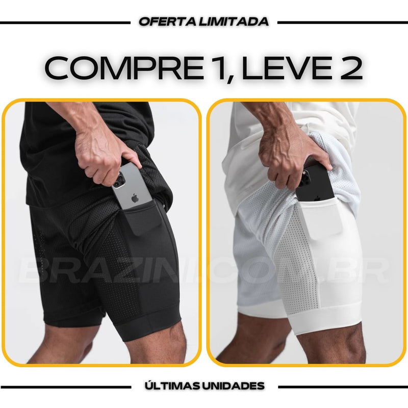 Shorts Dry-Fit™ de Compressão BZN - COMPRE 1 LEVE 2