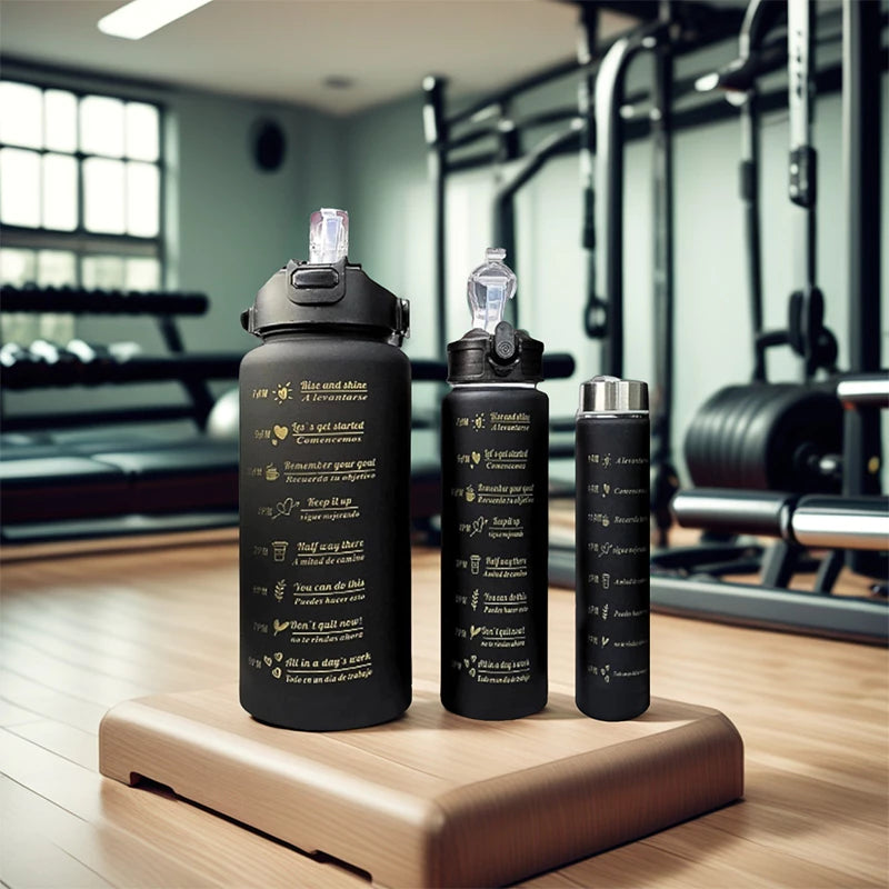 Kit 3 Garrafas Motivacionais 2L com Canudo – Squeeze Academia, Escola e Treino